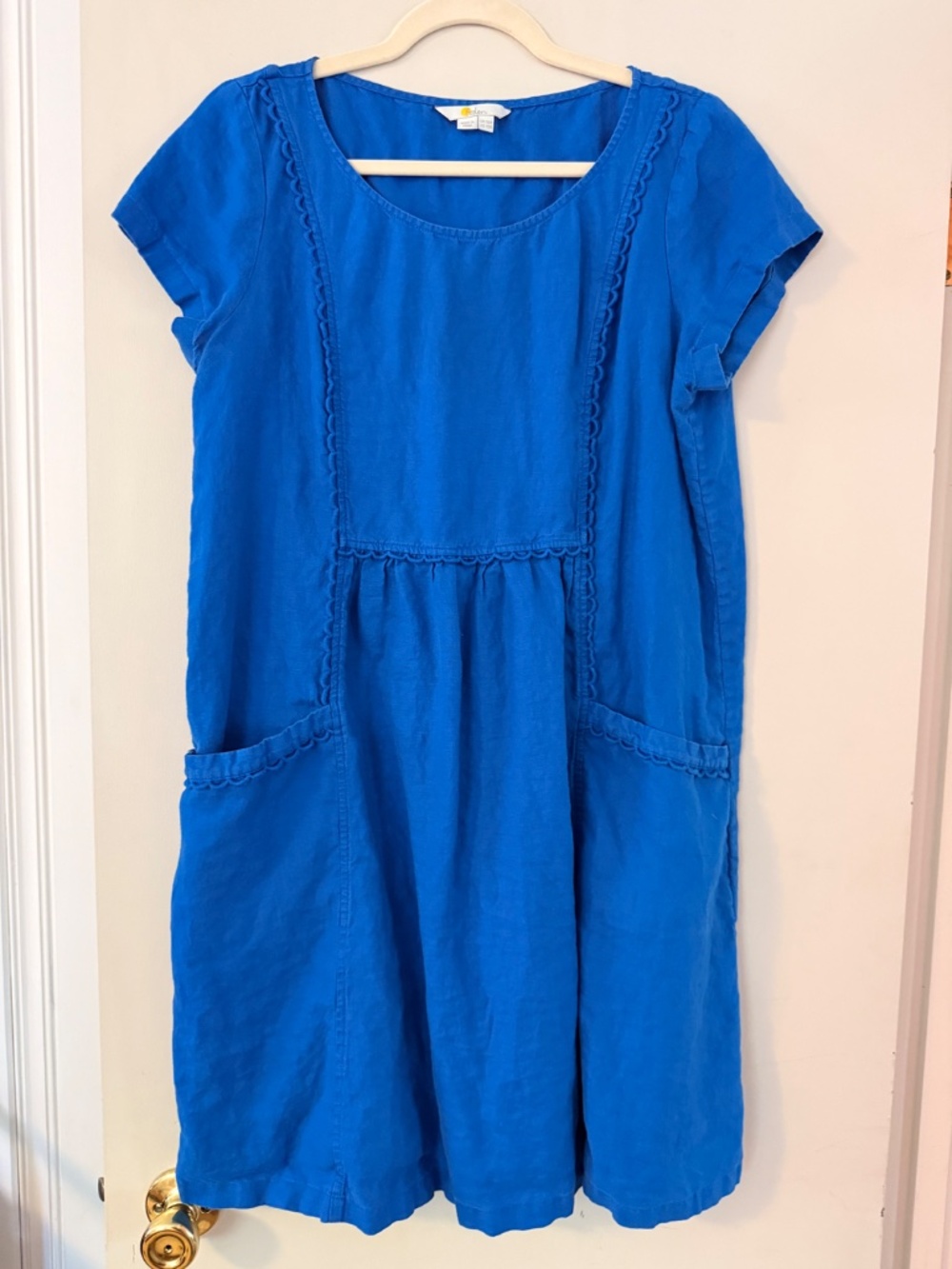 Boden 100% Linen Dress | Cobalt Blue | US 12R / UK 16R